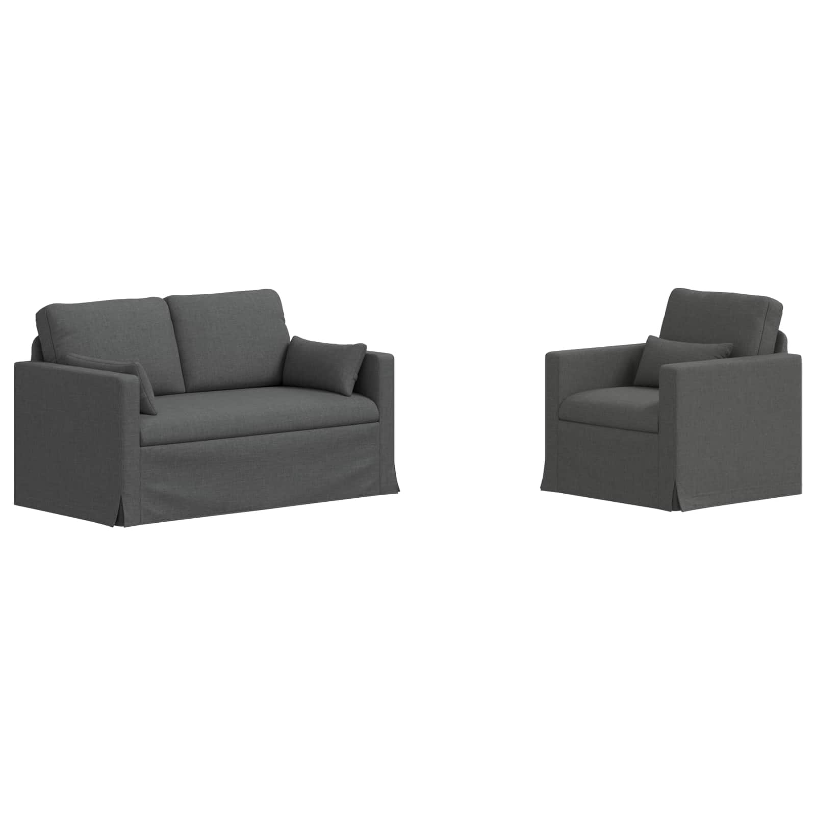 Sofa Set 2 pcs Dunkelgrau 139 x 78 x 80 cm Stoff