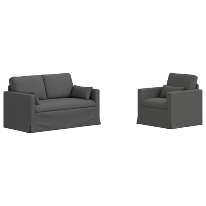 Sofa Set 2 stk. Dunkelgrau Stoff