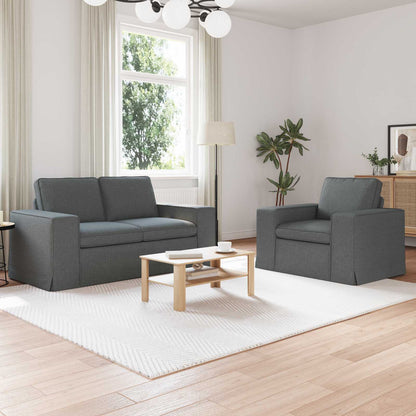 Sofa Set 2 stk. Dunkelgrau Stoff