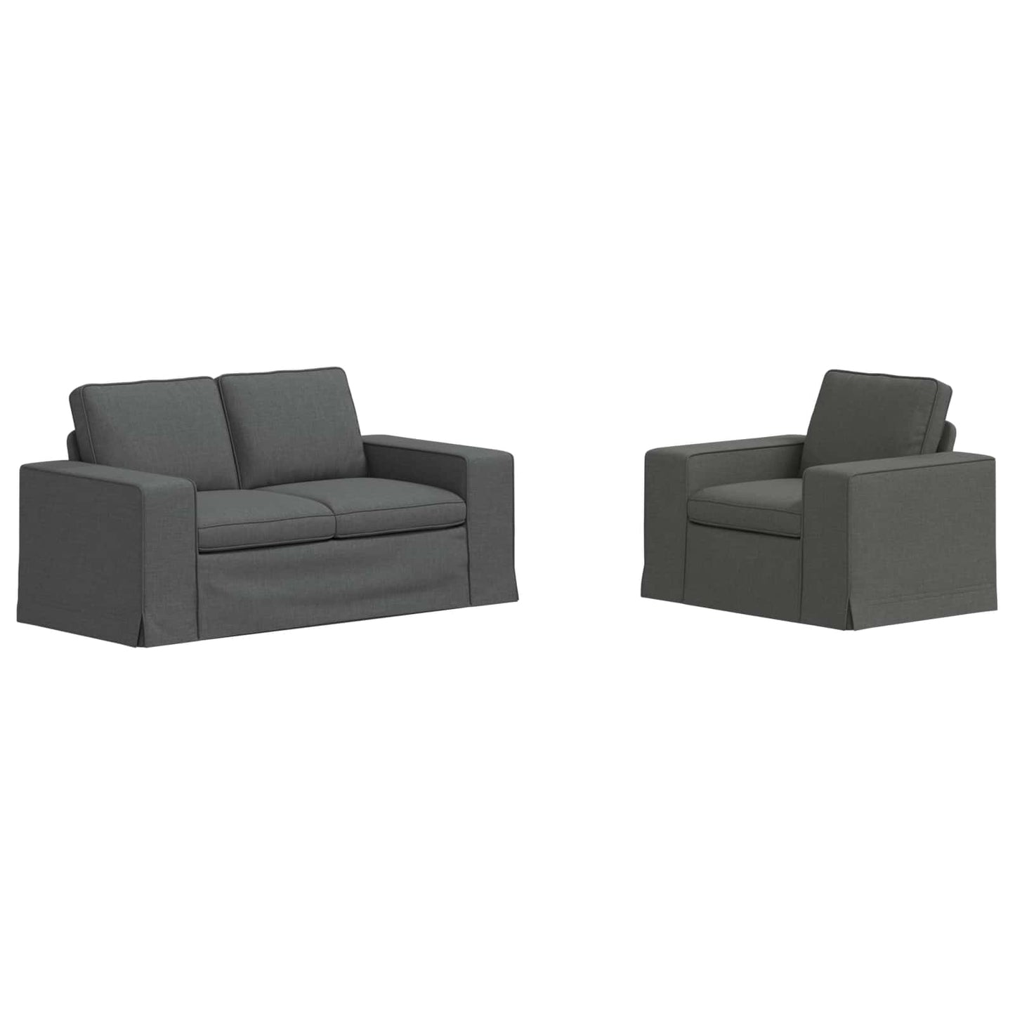 Sofa Set 2 stk. Dunkelgrau Stoff