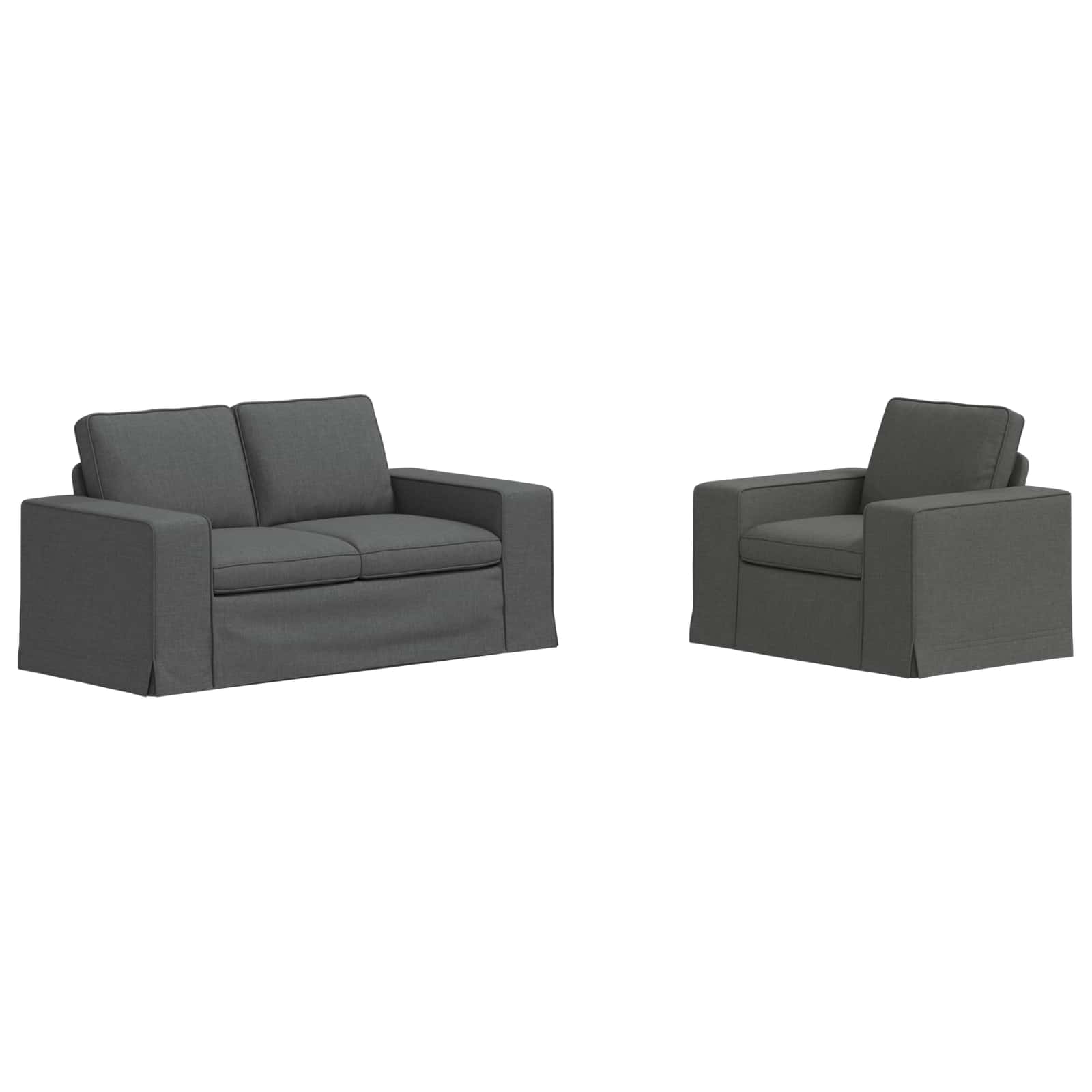 Sofa Set 2 stk. Dunkelgrau Stoff