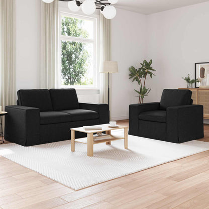 Sofa Set 2 stk. Schwarz Stoff