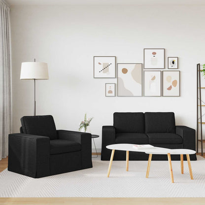 Sofa Set 2 stk. Schwarz Stoff