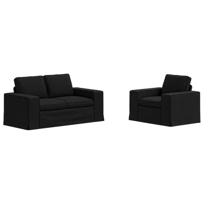Sofa Set 2 stk. Schwarz Stoff