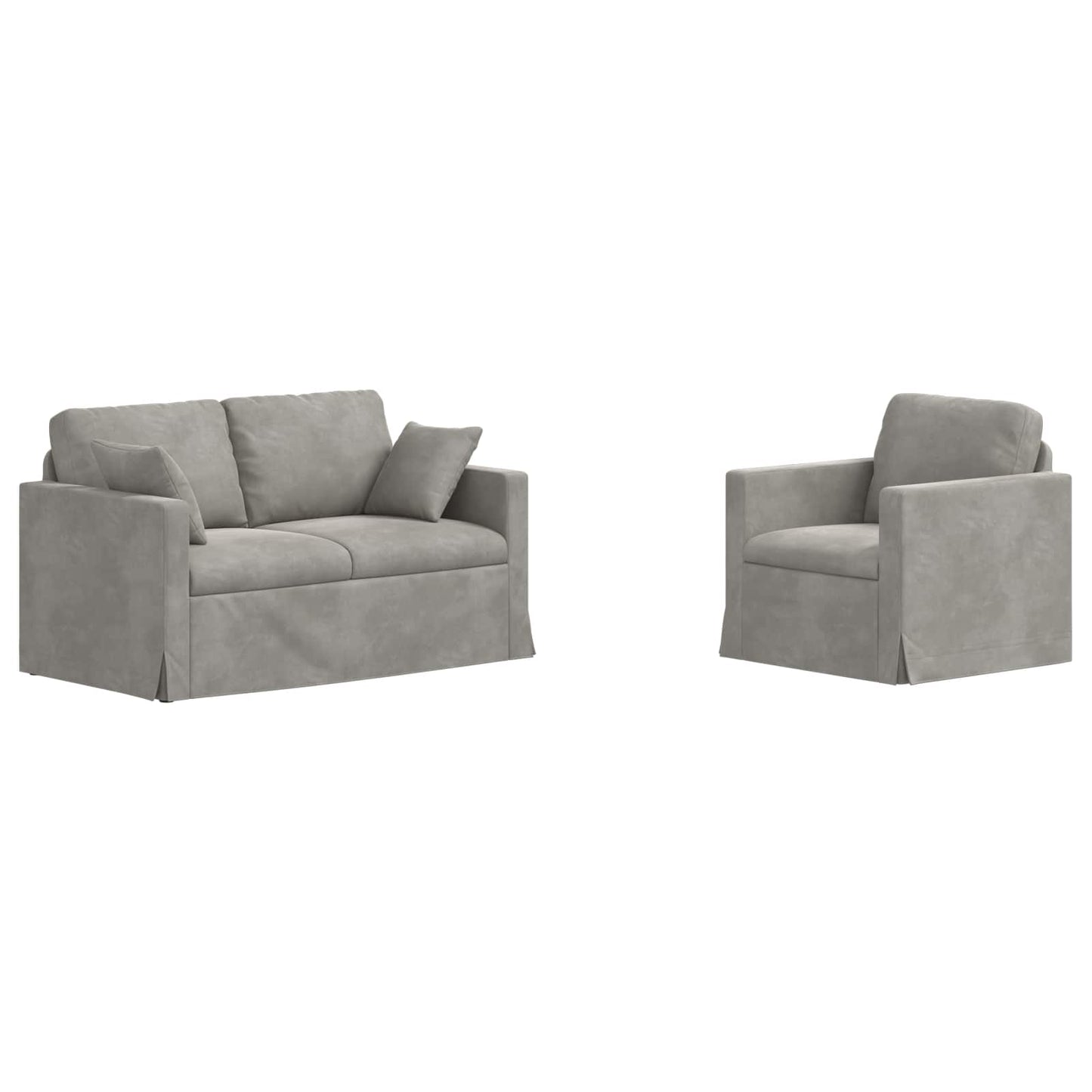 Sofa Set 2 Stk. Hellgrau Samt
