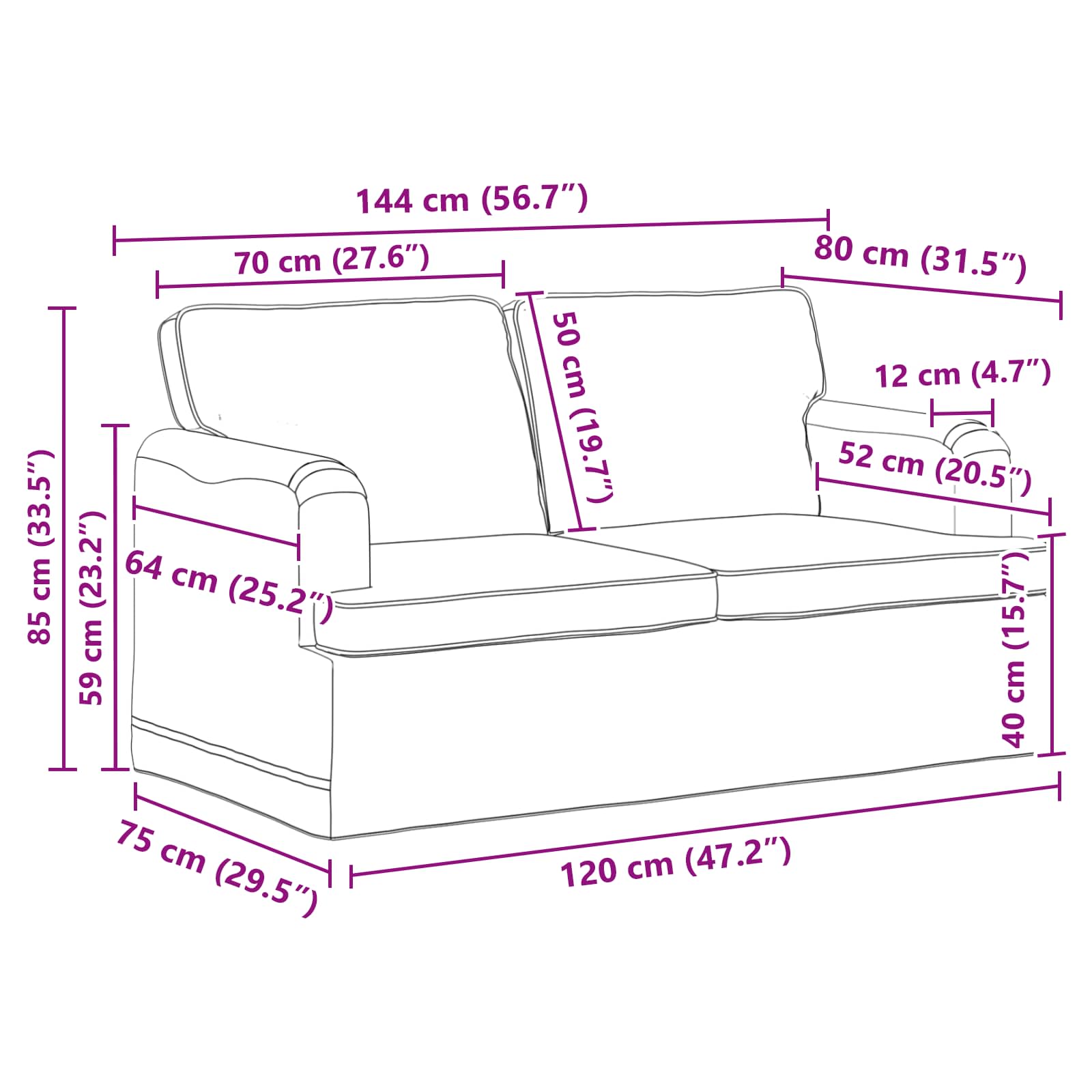 Sofa Set 2 stk. Hellgrau Stoff