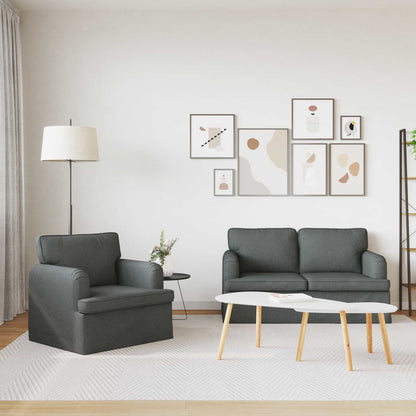Sofa Set 2 stk. Dunkelgrau Stoff