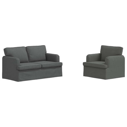 Sofa Set 2 stk. Dunkelgrau Stoff