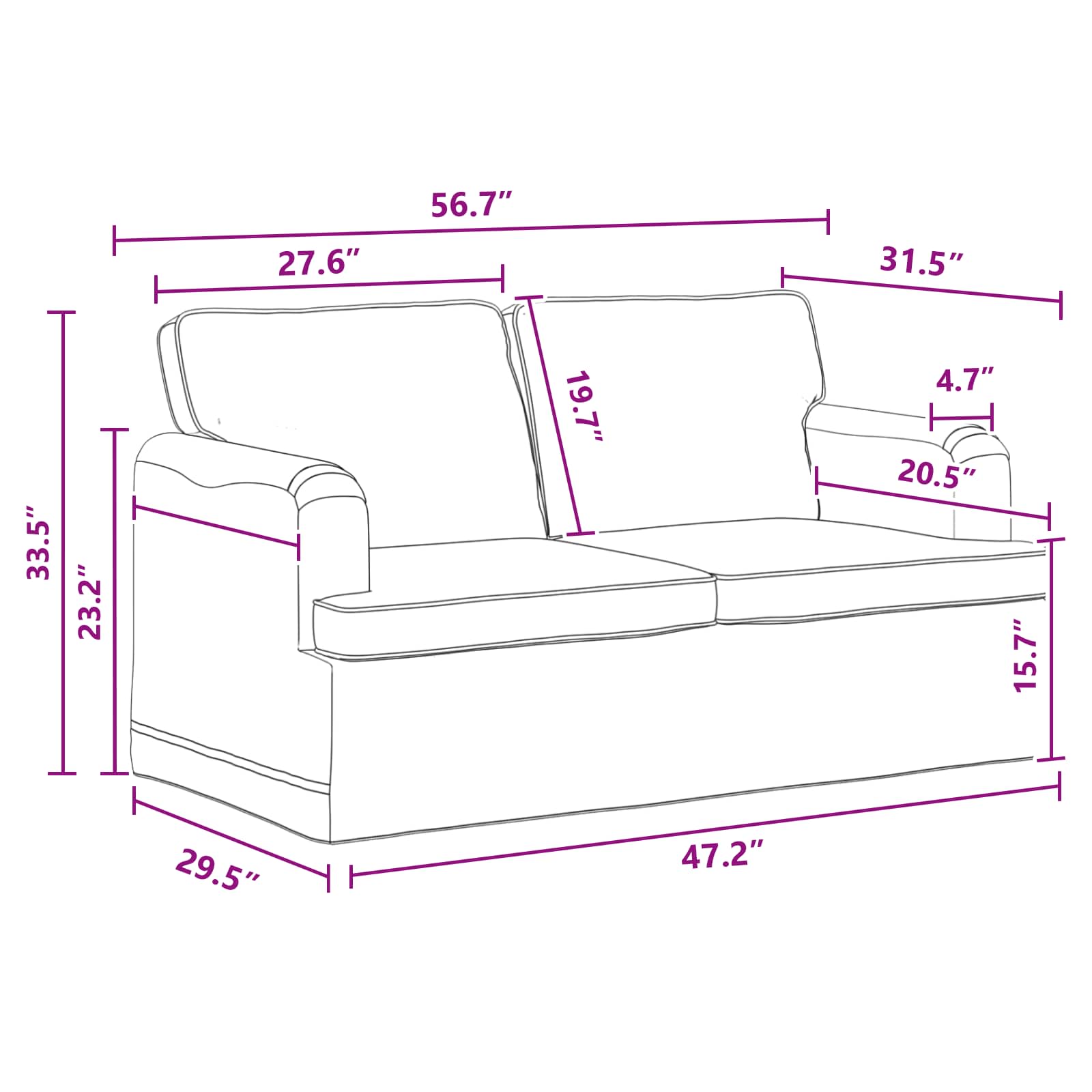 Sofa Set 2 stk. Dunkelgrau Stoff