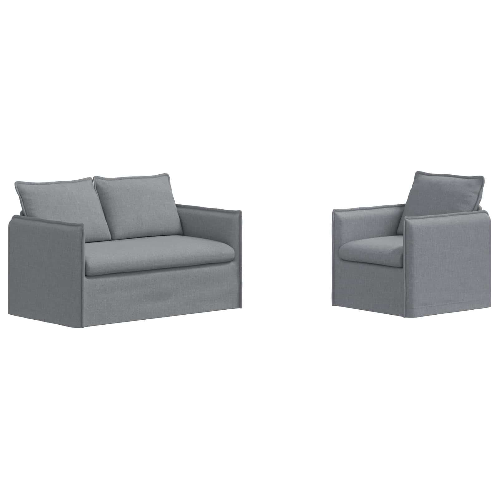 Sofa Set 2 stk. Hellgrau Stoff
