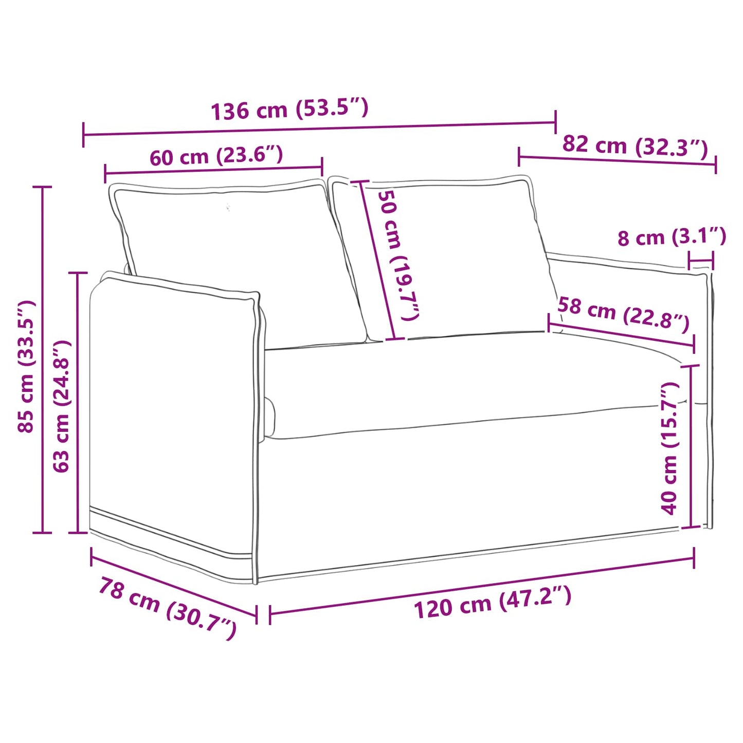 Sofa Set 2 stk. Hellgrau Stoff