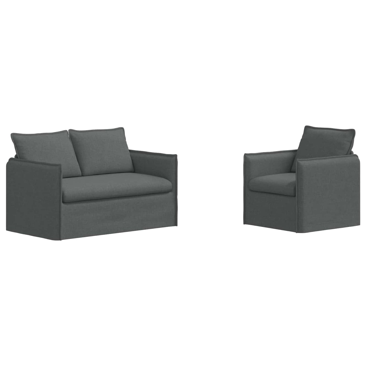 Sofa Set 2 stk. Dunkelgrau Stoff