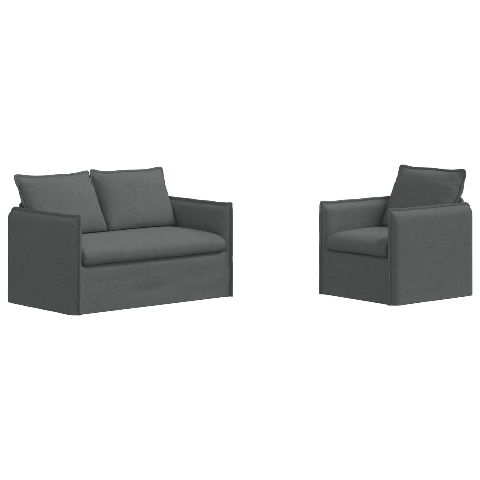 Sofa Set 2 stk. Dunkelgrau Stoff