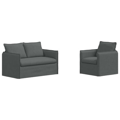 Sofa Set 2 stk. Dunkelgrau Stoff