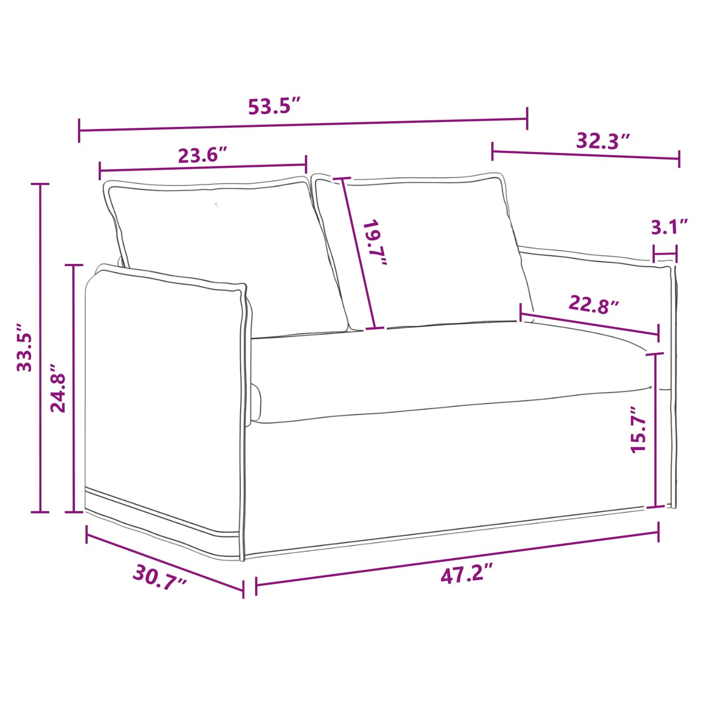 Sofa Set 2 stk. Dunkelgrau Stoff