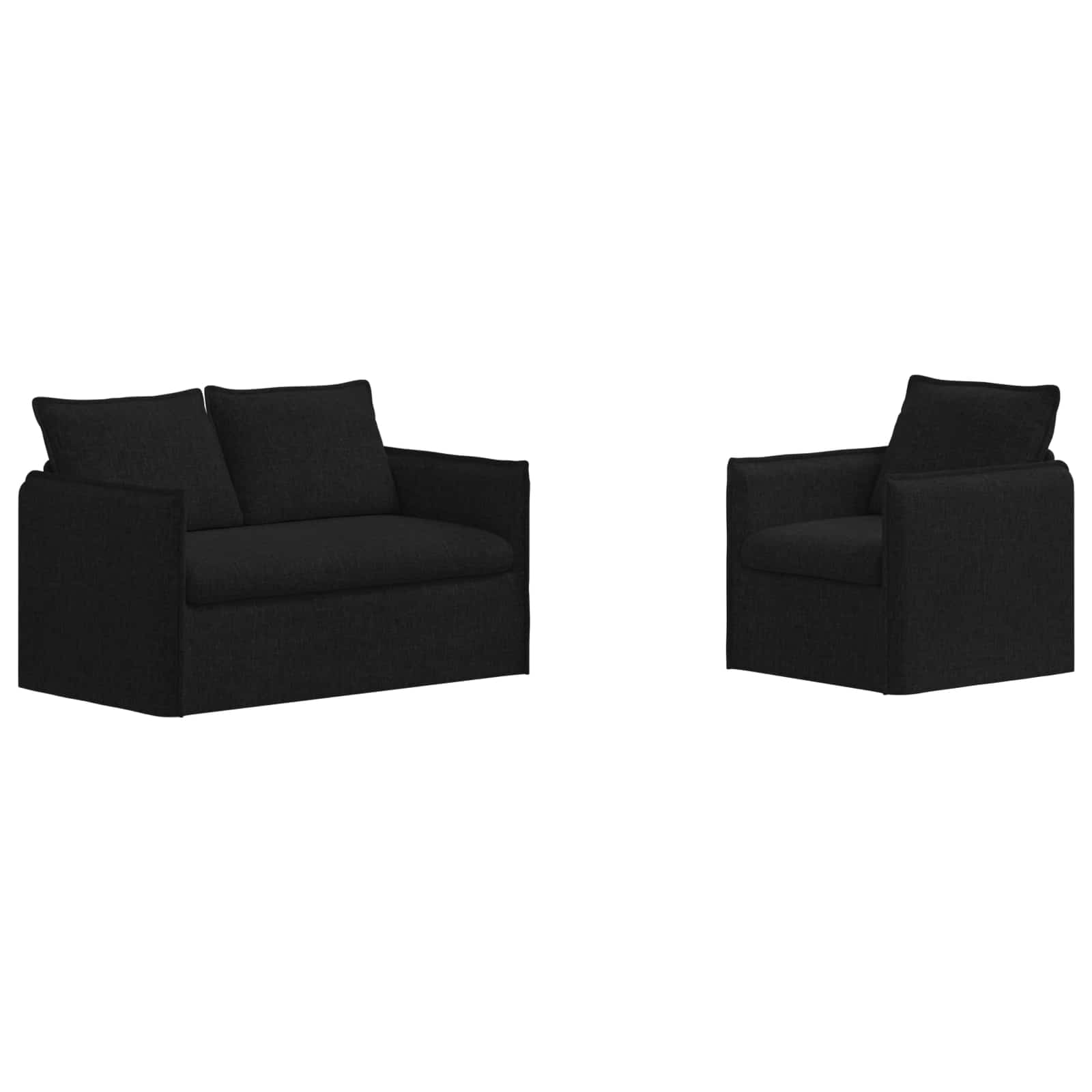 Sofa Set 2 stk. Schwarz Stoff