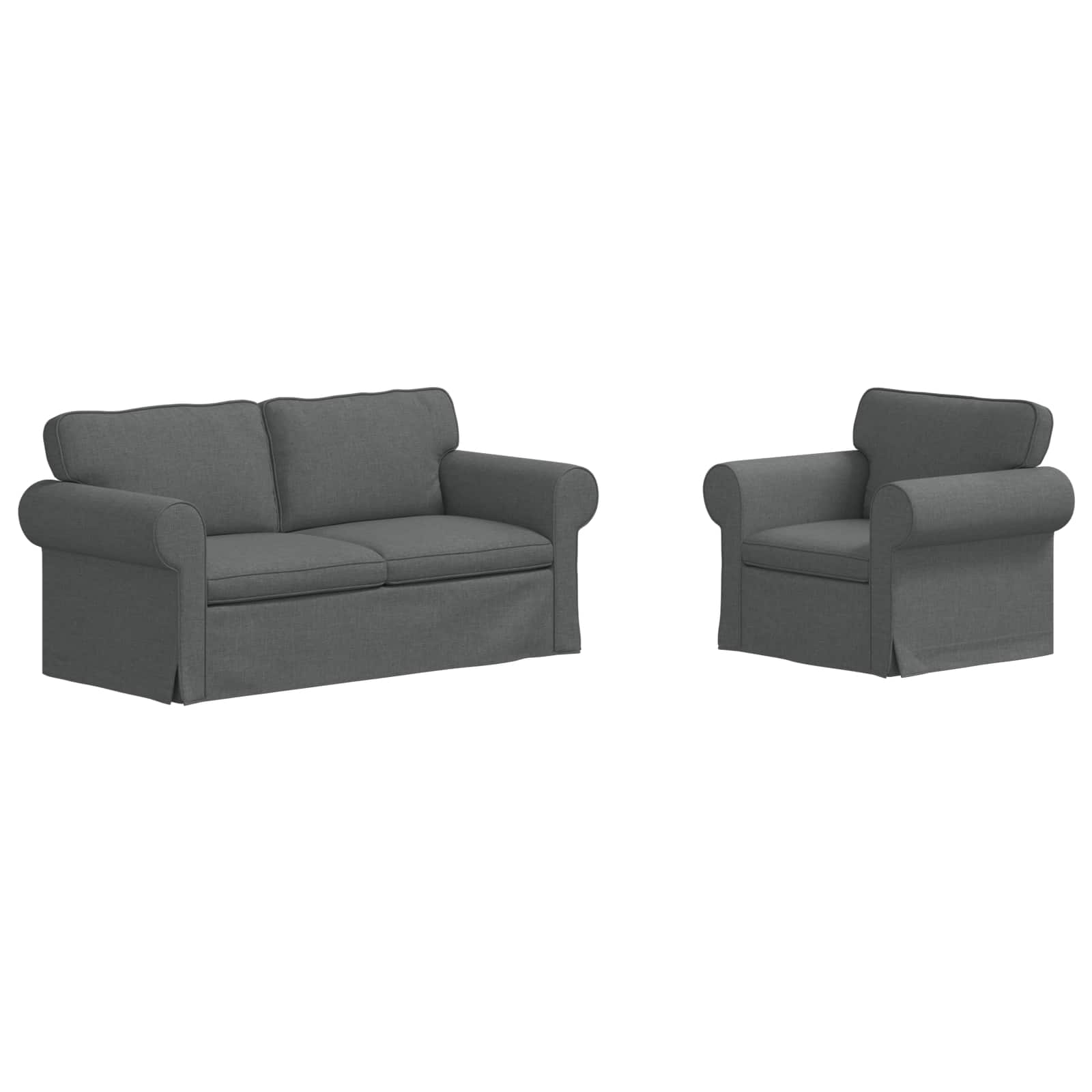 Sofa Set 2 stk. Dunkelgrau Stoff