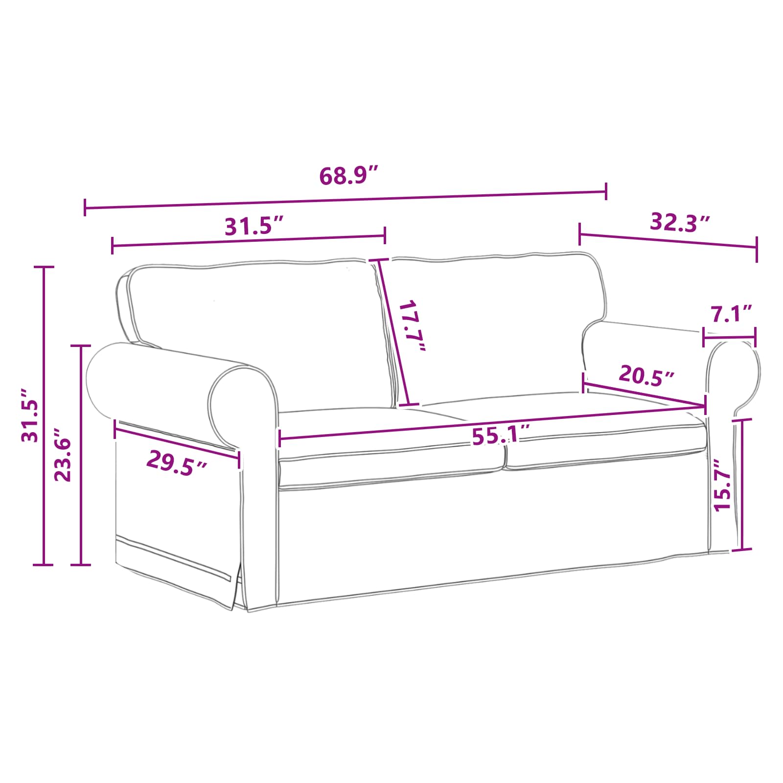 Sofa Set 2 stk. Dunkelgrau Stoff