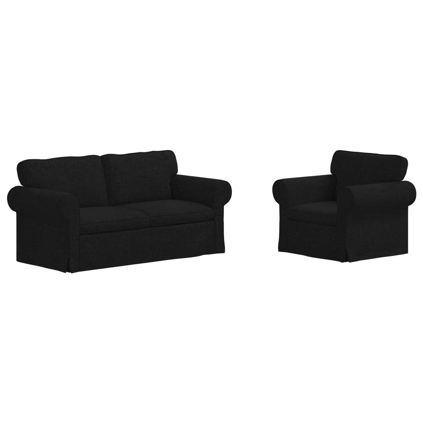 Sofa Set 2 stk. Schwarz Stoff