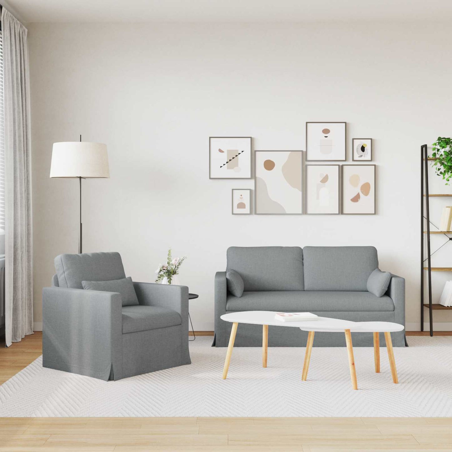Sofa Set 2 stk. Hellgrau Stoff