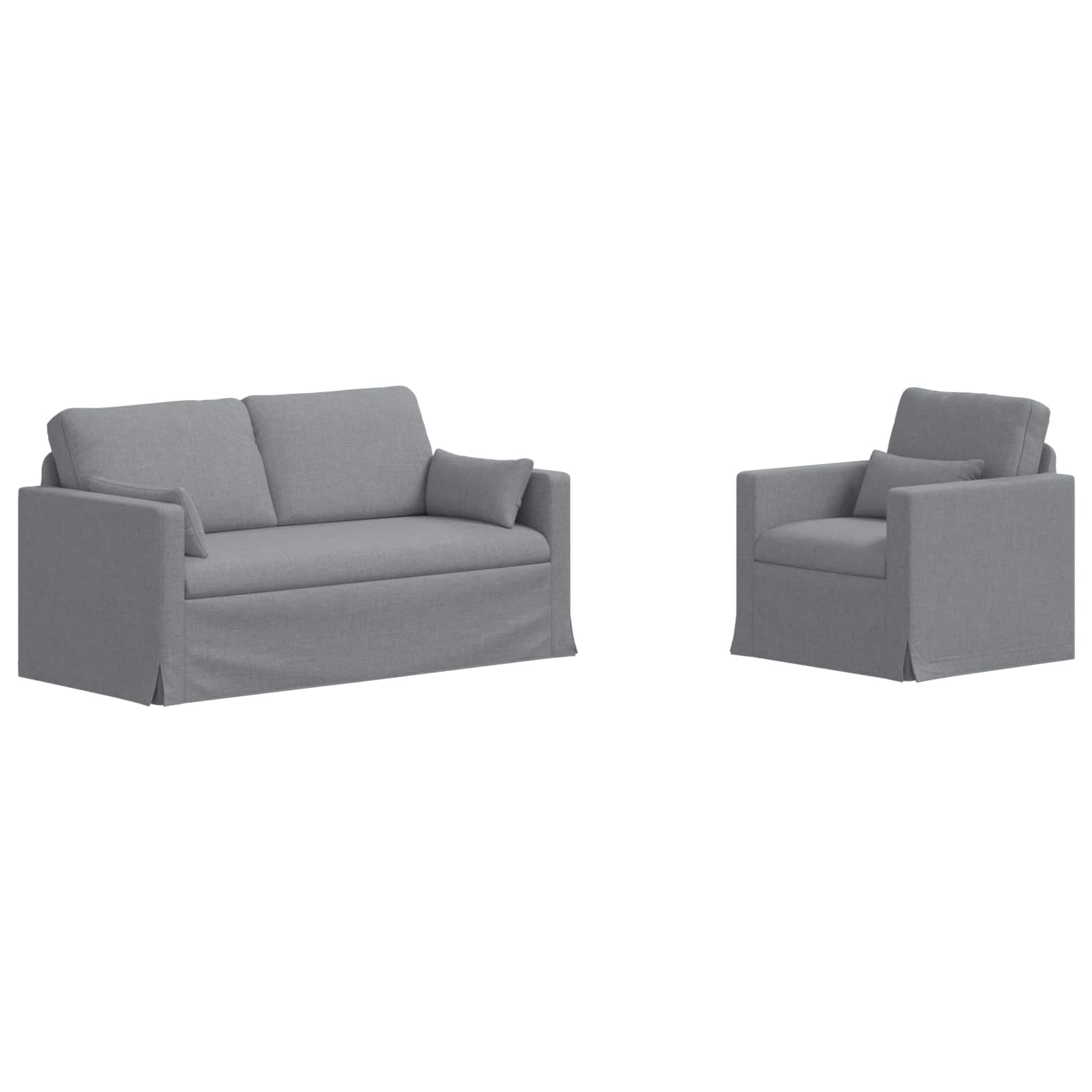 Sofa Set 2 stk. Hellgrau Stoff