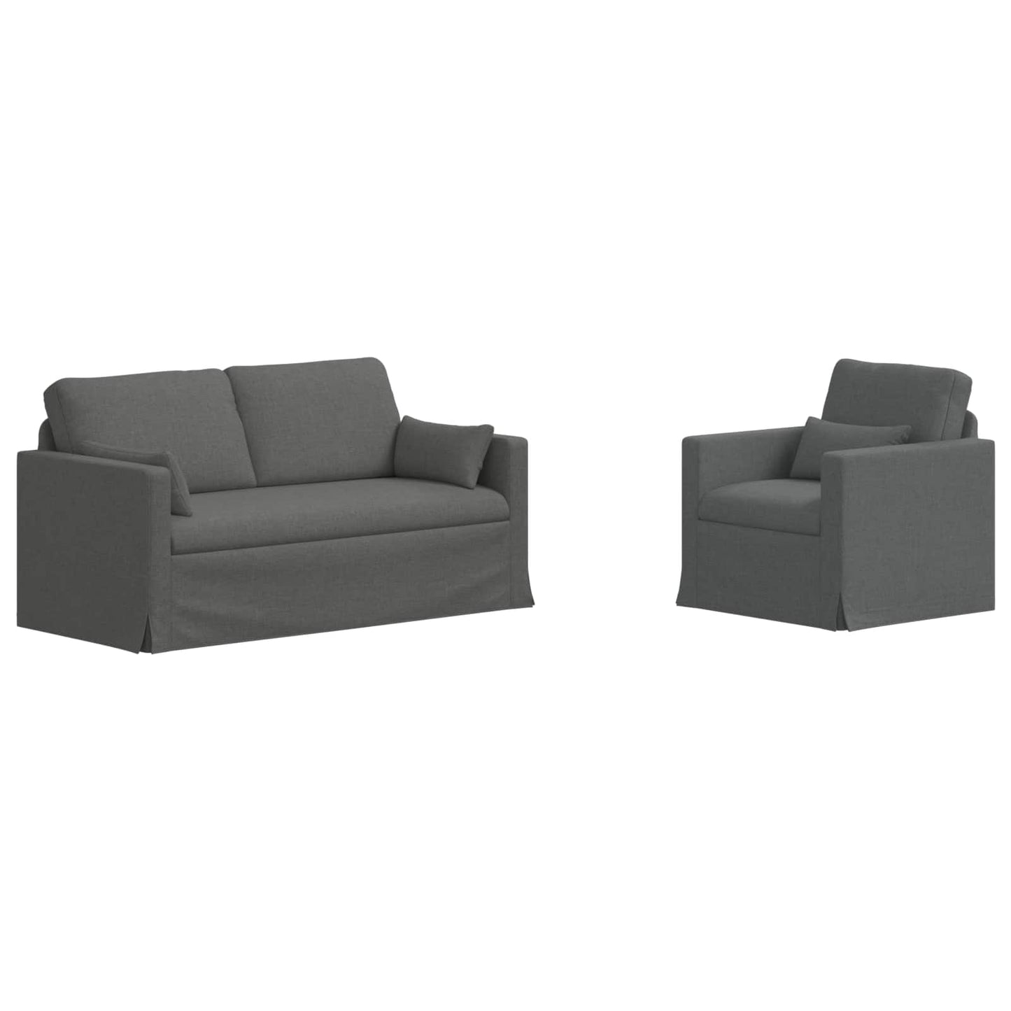 Sofa Set 2 stk. Dunkelgrau Stoff