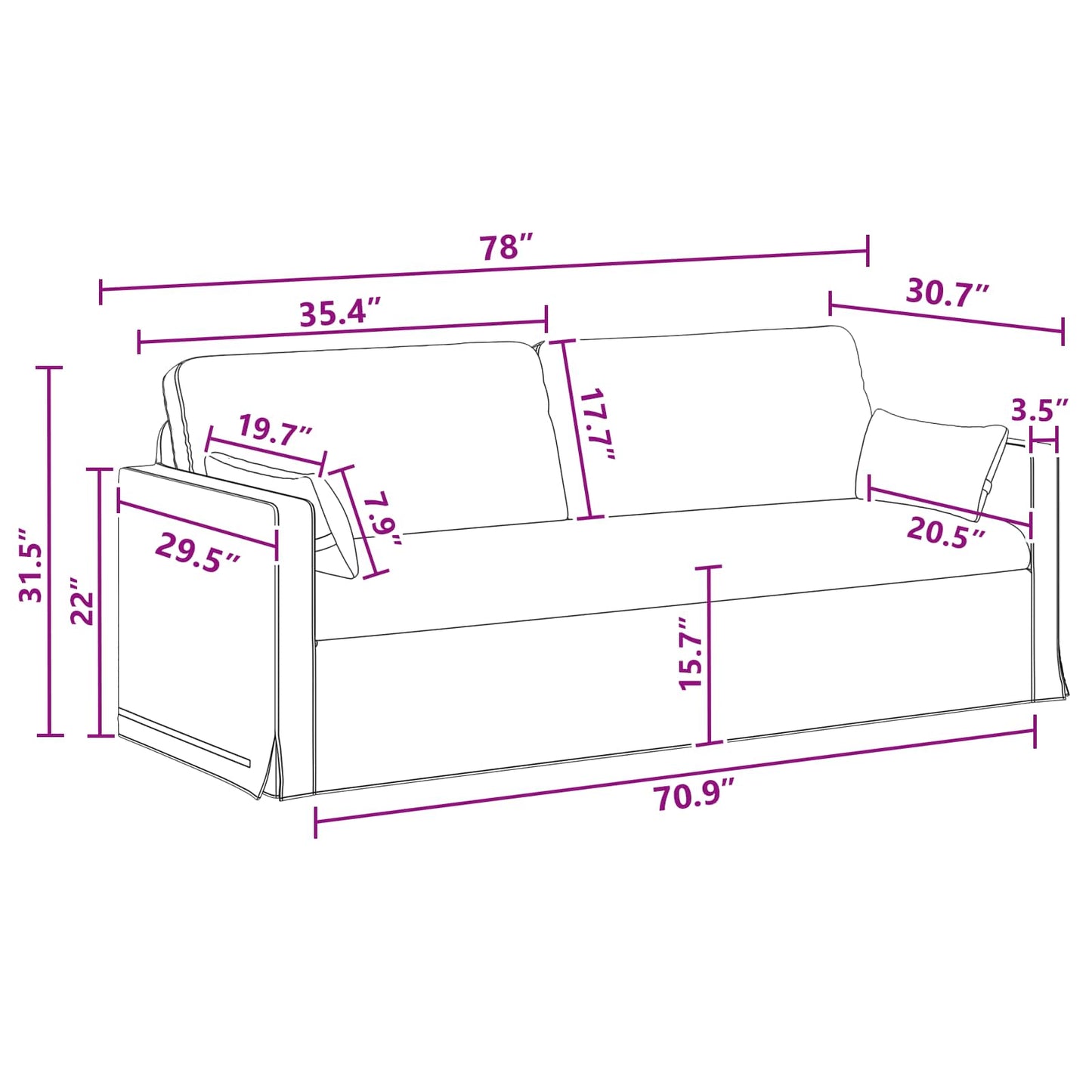 Sofa Set 2 stk. Dunkelgrau Stoff