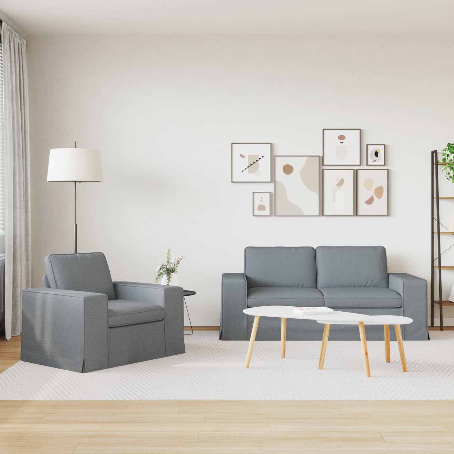 Sofa Set 2 stk. Hellgrau Stoff
