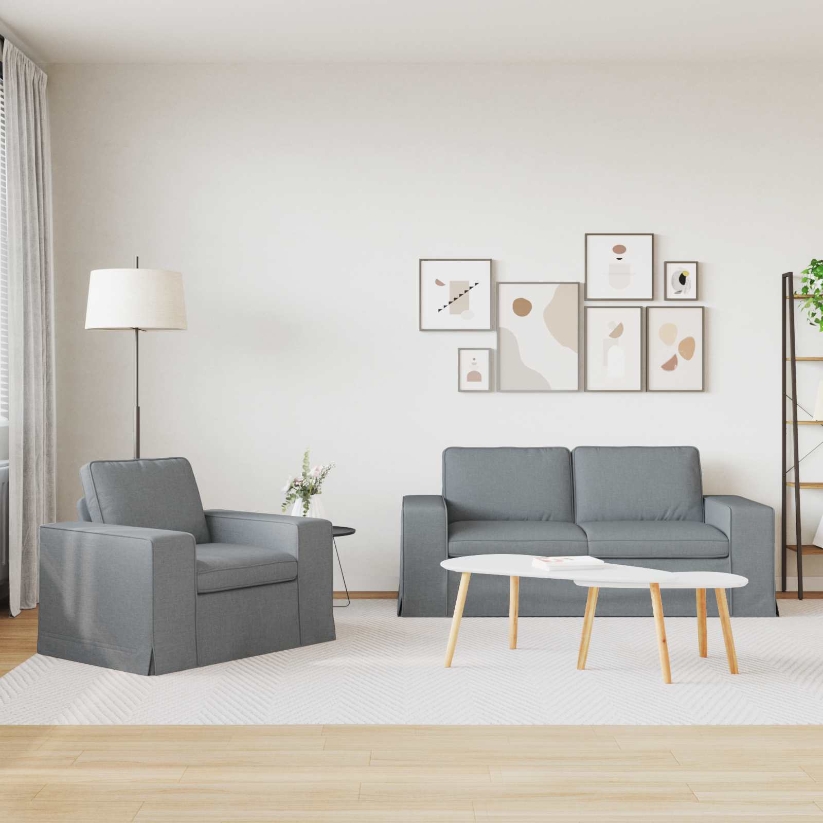 Sofa Set 2 stk. Hellgrau Stoff