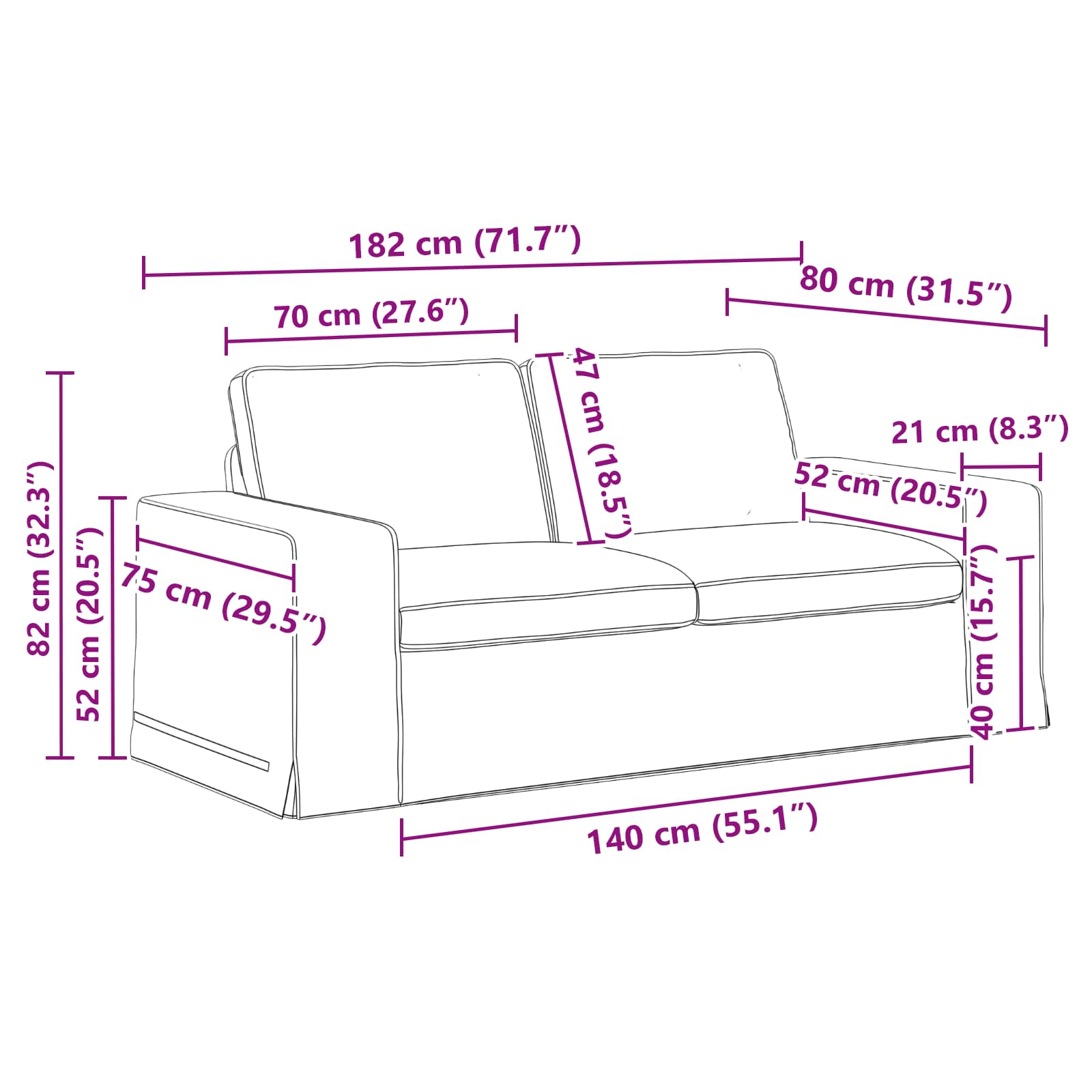 Sofa Set 2 stk. Hellgrau Stoff