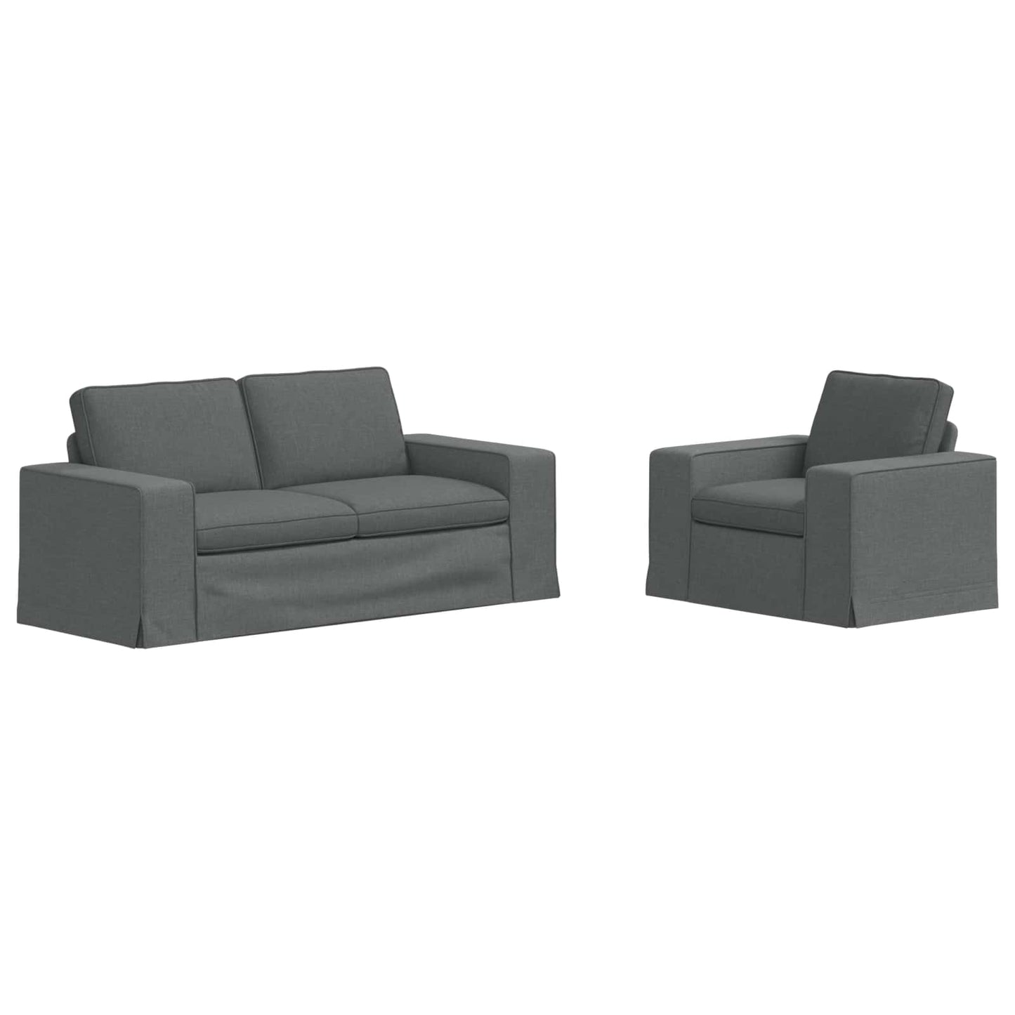 Sofa Set 2 stk. Dunkelgrau Stoff