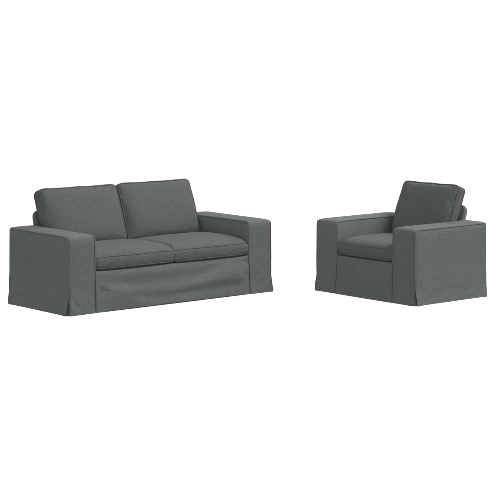 Sofa Set 2 stk. Dunkelgrau Stoff