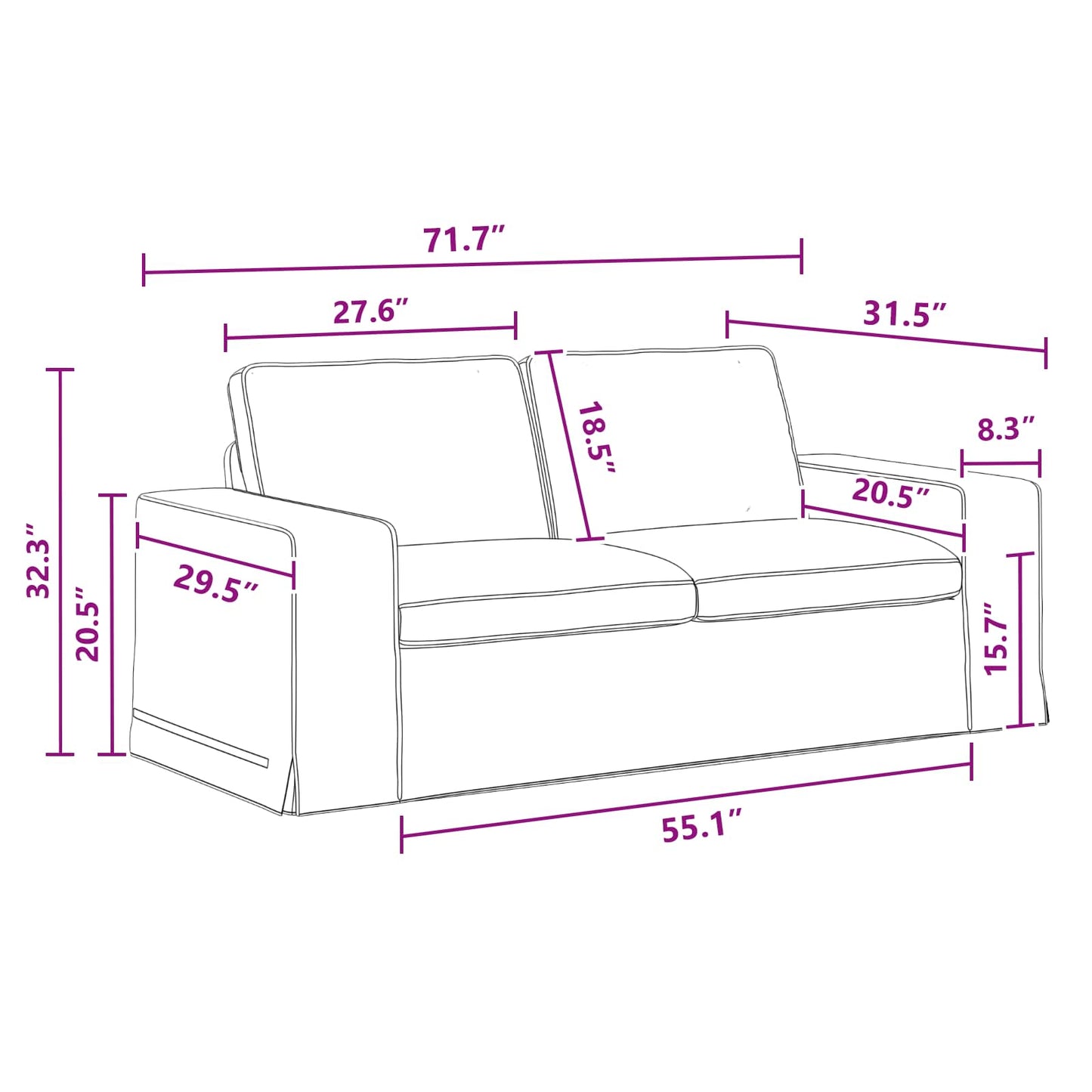 Sofa Set 2 stk. Dunkelgrau Stoff