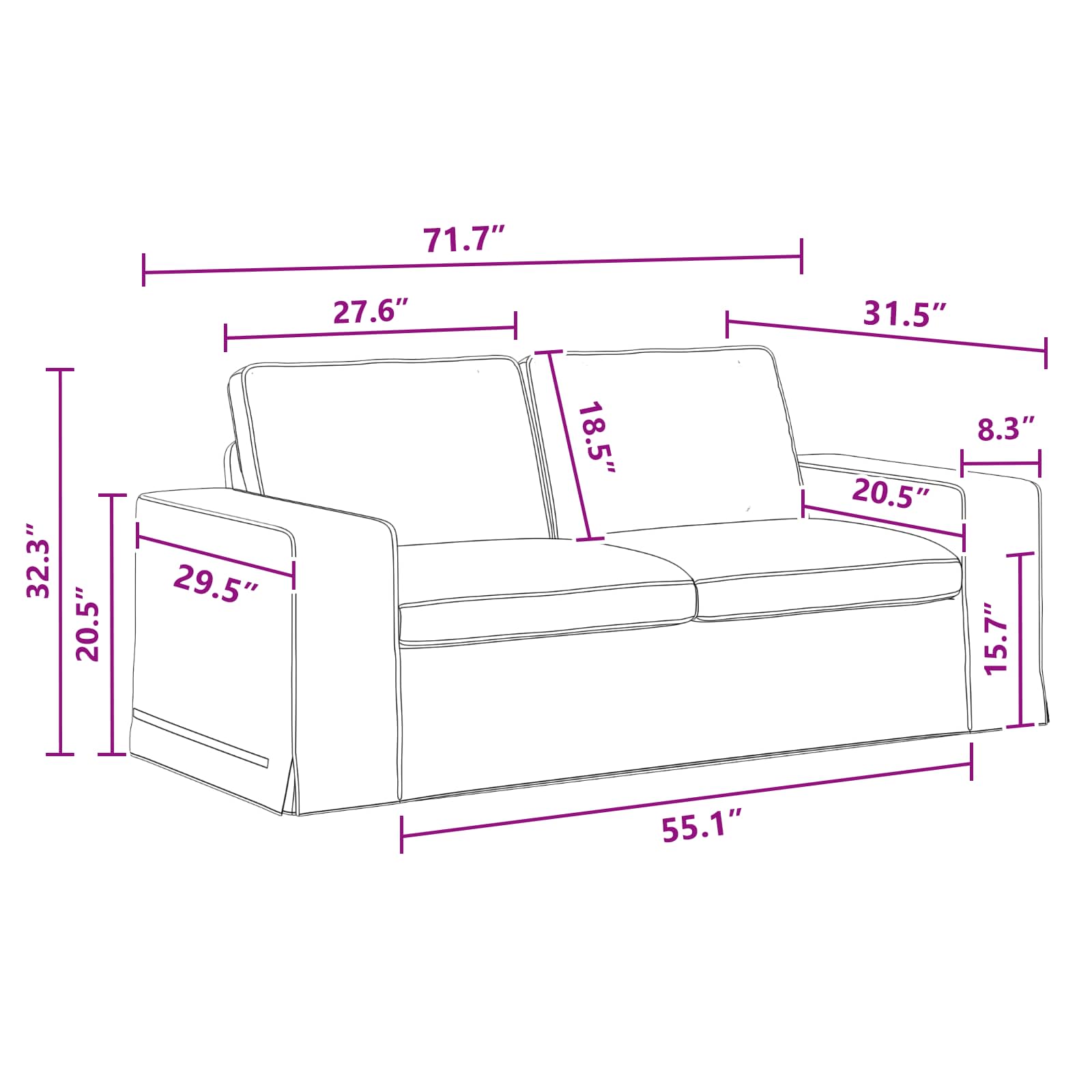 Sofa Set 2 stk. Dunkelgrau Stoff