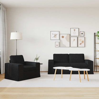 Sofa Set 2 stk. Schwarz Stoff
