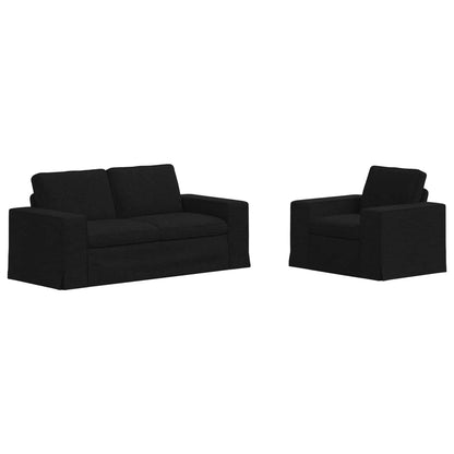 Sofa Set 2 stk. Schwarz Stoff