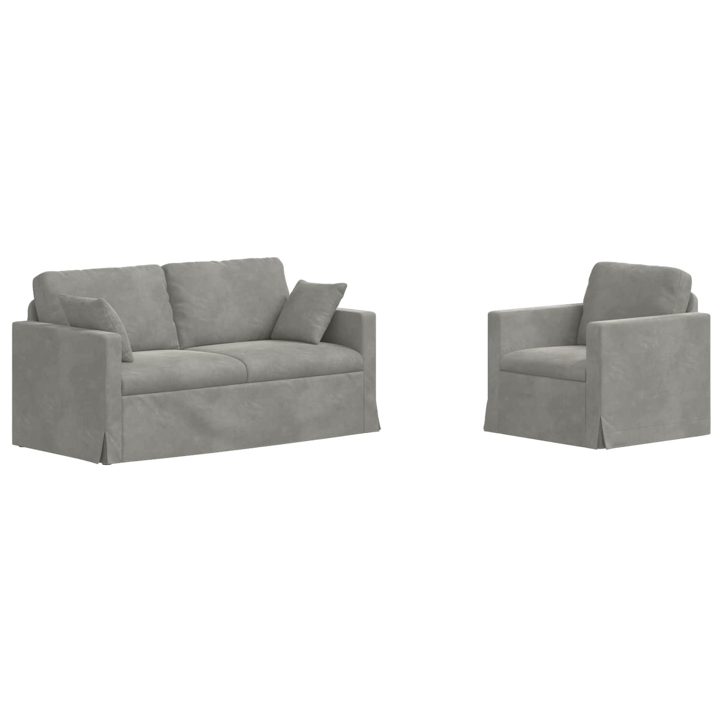 Sofa Set 2 Stk. Hellgrau Samt