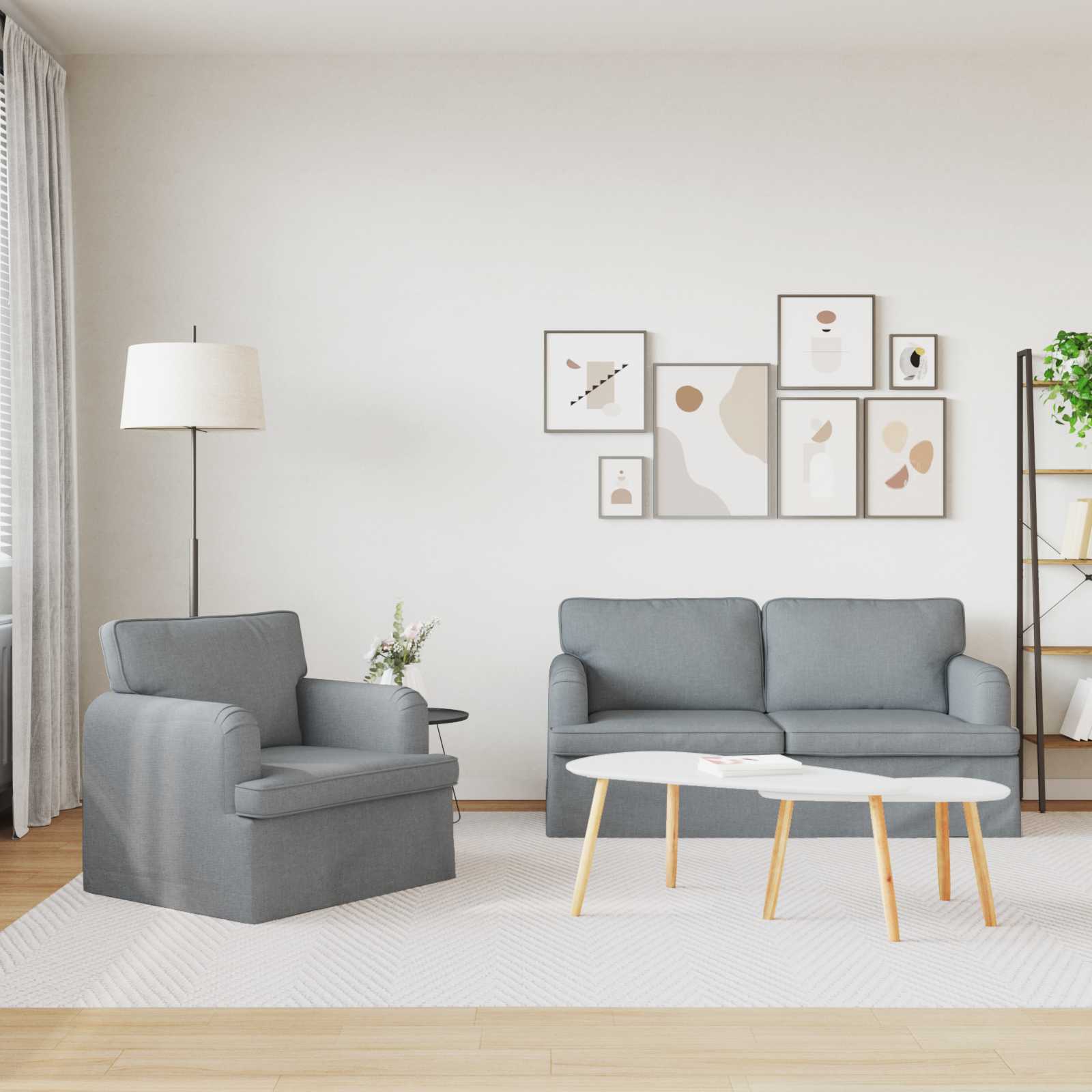 Sofa Set 2 stk. Hellgrau Stoff