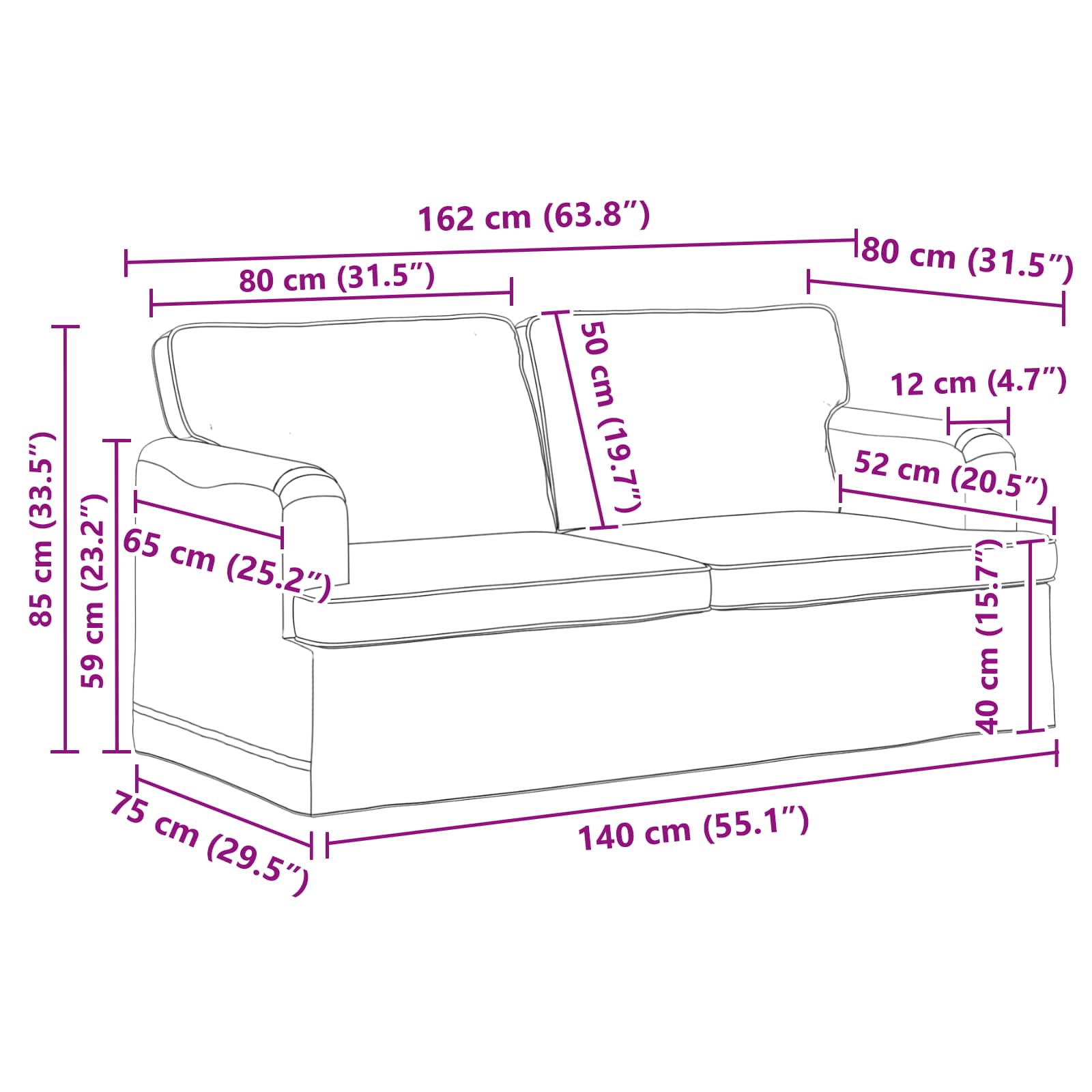 Sofa Set 2 stk. Hellgrau Stoff