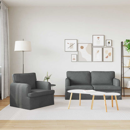 Sofa Set 2 stk. Dunkelgrau Stoff