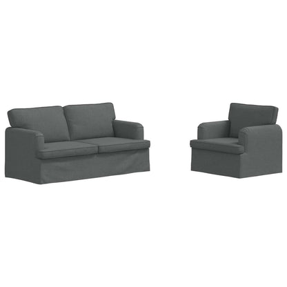 Sofa Set 2 stk. Dunkelgrau Stoff