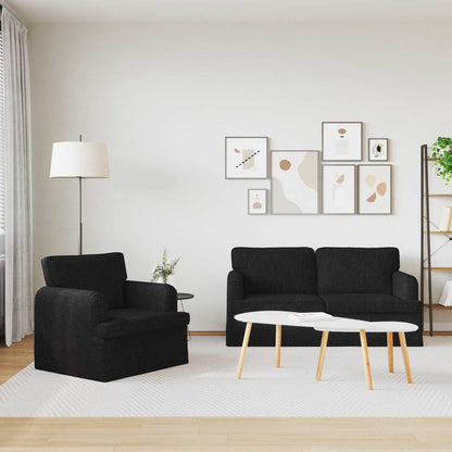 Sofa Set 2 stk. Schwarz Stoff