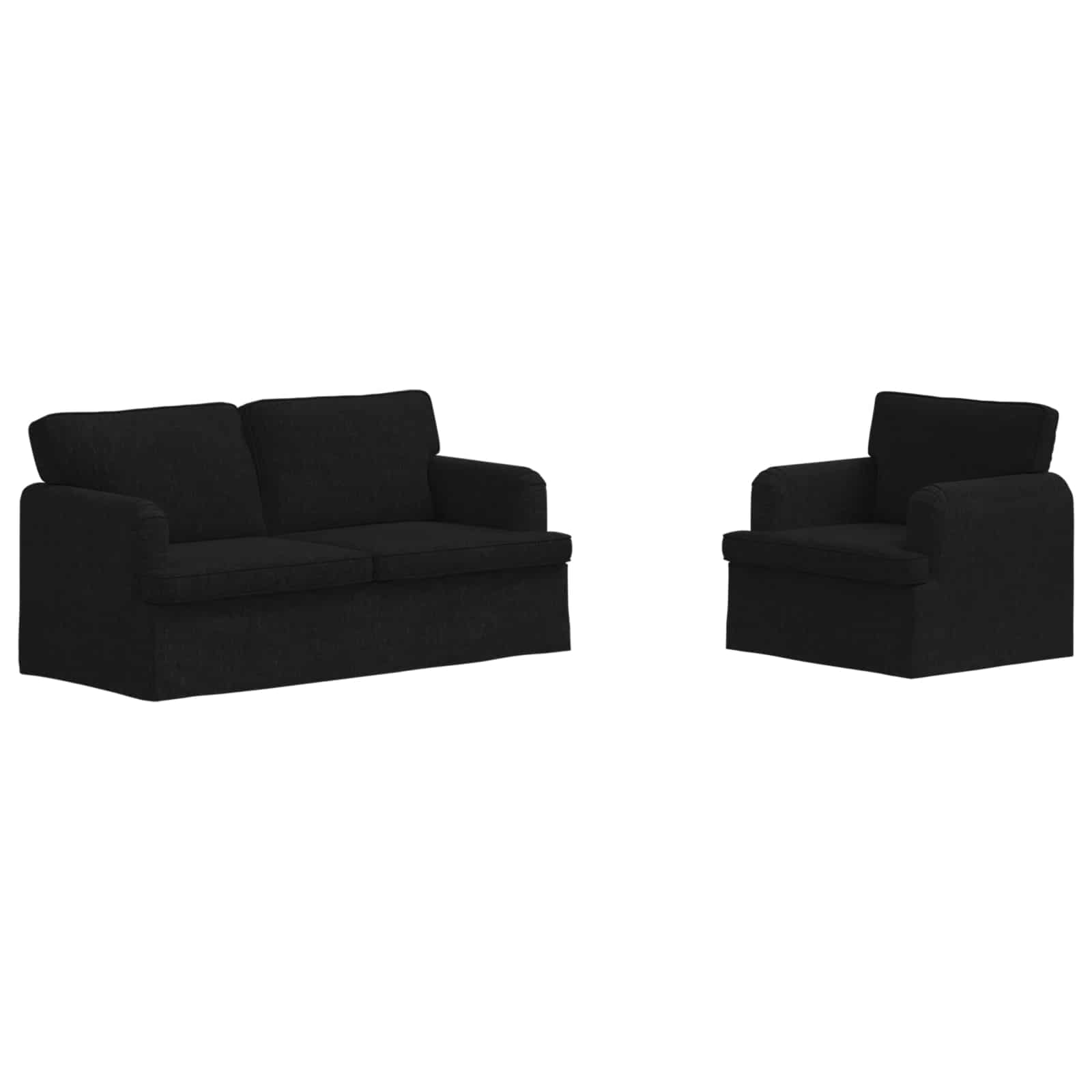 Sofa Set 2 stk. Schwarz Stoff