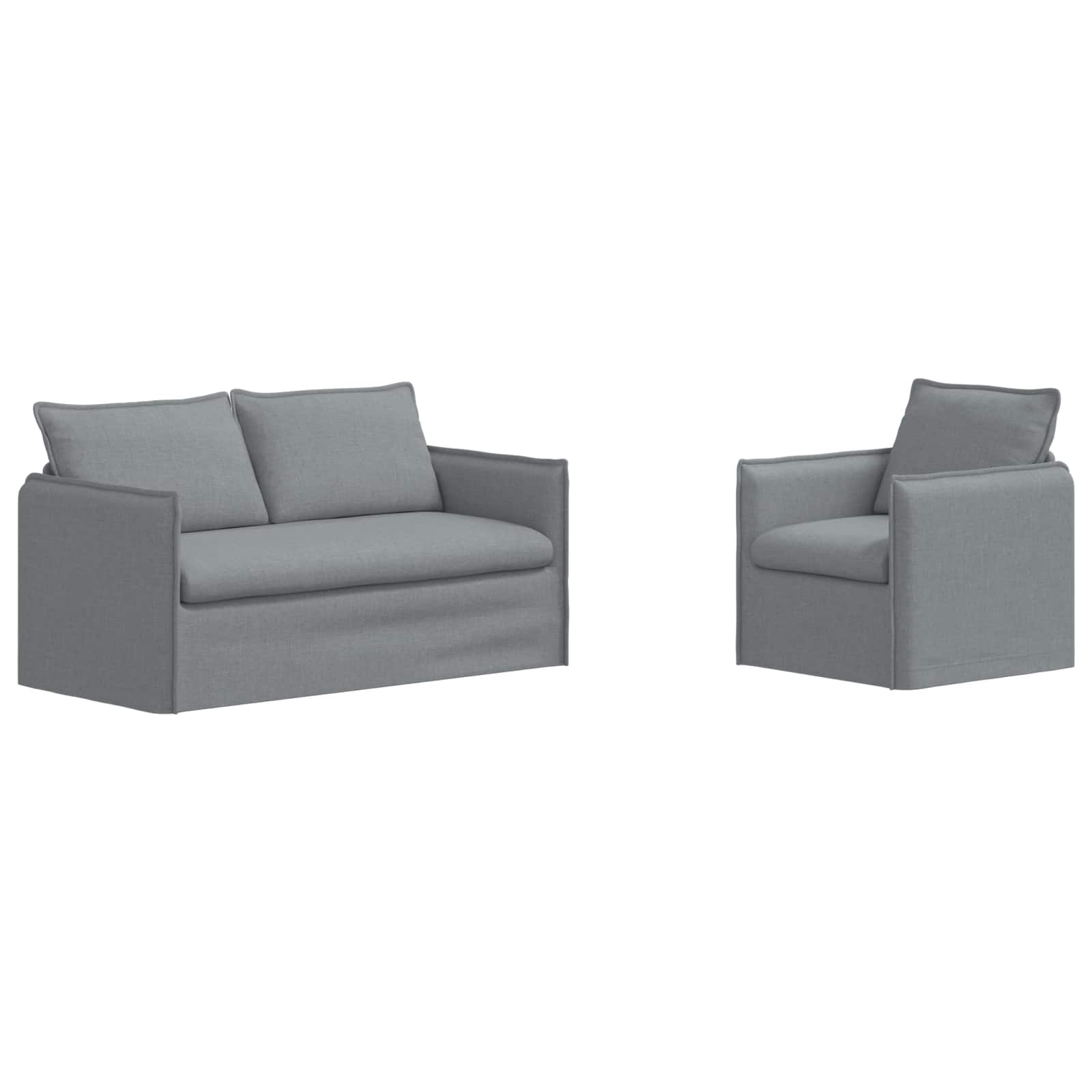 Sofa Set 2 stk. Hellgrau Stoff