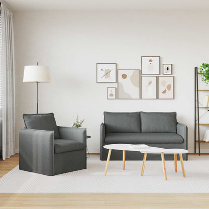 Sofa Set 2 stk. Dunkelgrau Stoff
