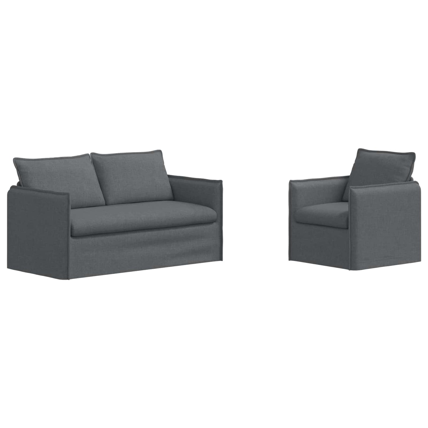 Sofa Set 2 stk. Dunkelgrau Stoff