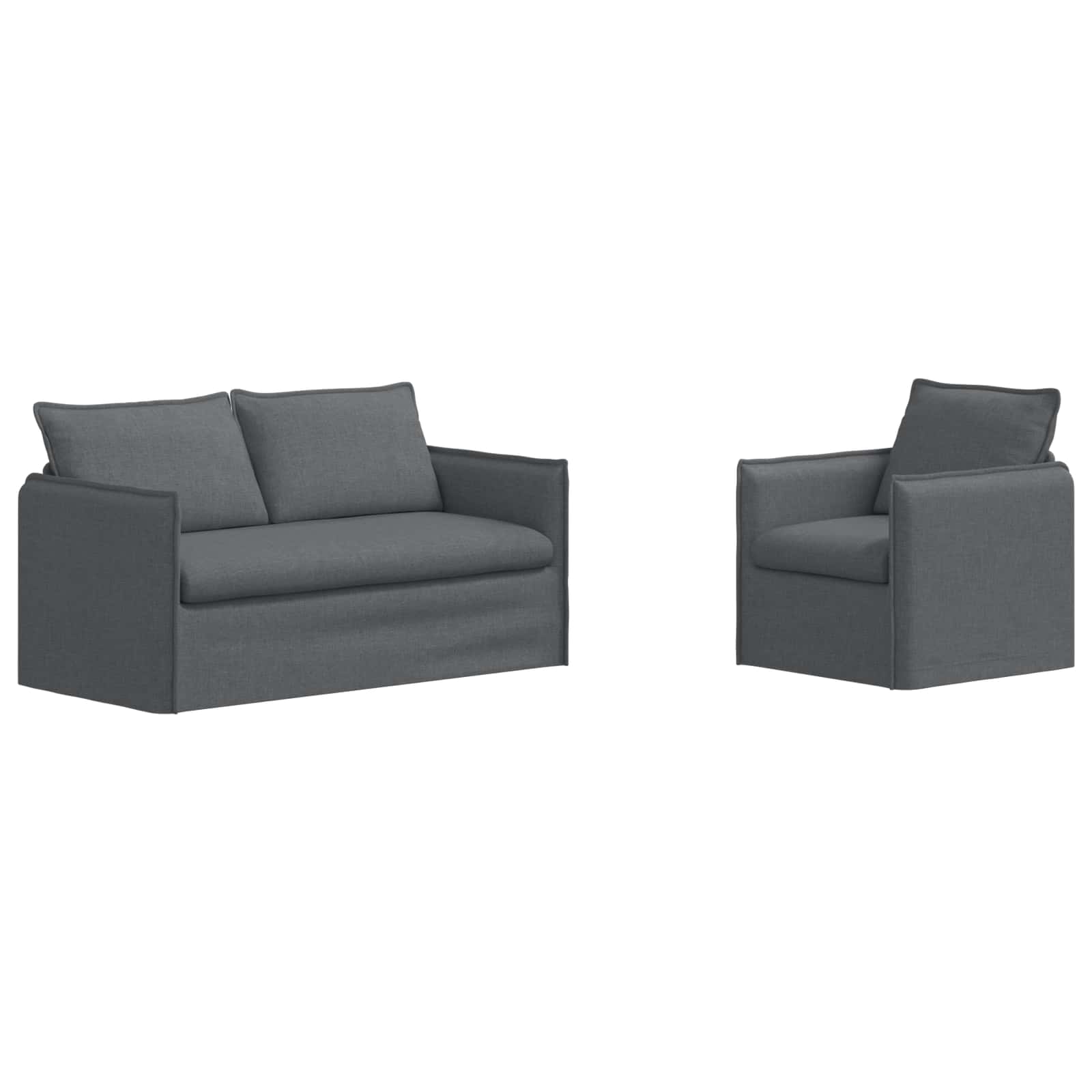 Sofa Set 2 stk. Dunkelgrau Stoff