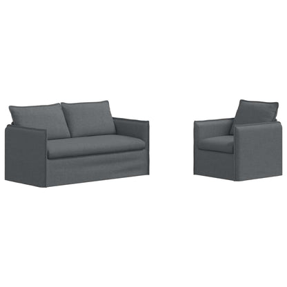 Sofa Set 2 stk. Dunkelgrau Stoff