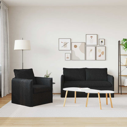 Sofa Set 2 stk. Schwarz Stoff