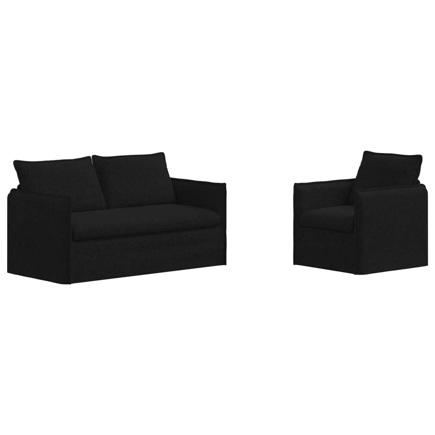 Sofa Set 2 stk. Schwarz Stoff